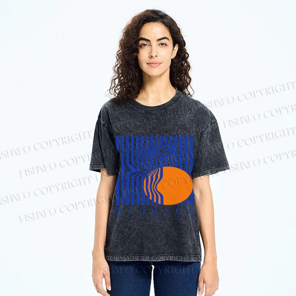 Unisex Bauhaus Geometric Printed Washed Tee