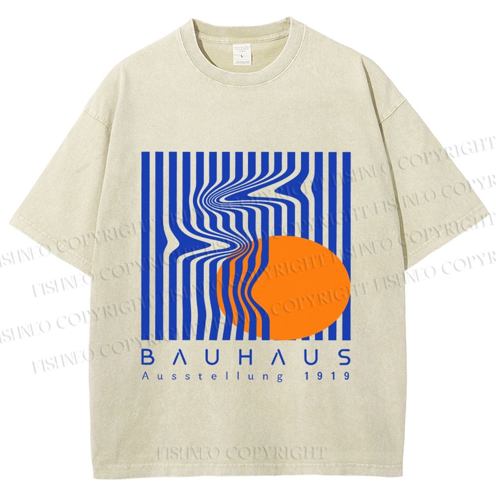 Unisex Bauhaus Geometric Printed Washed Tee