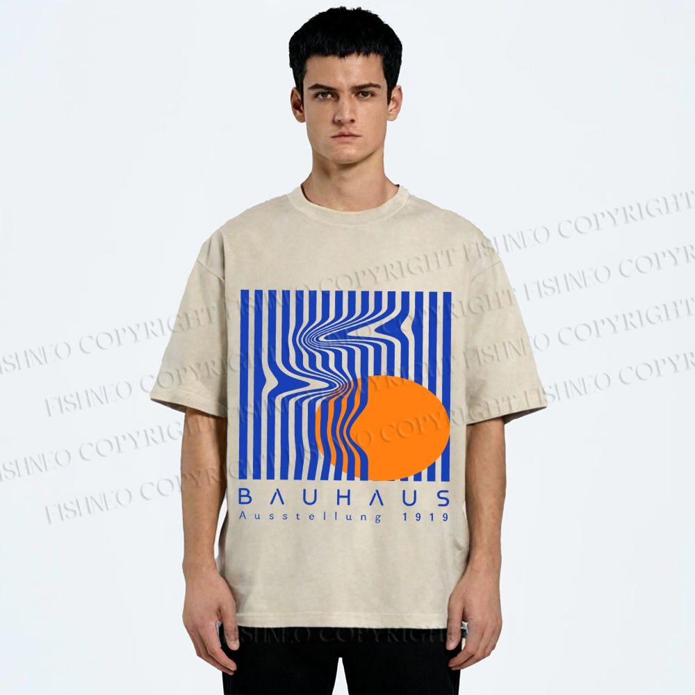 Unisex Bauhaus Geometric Printed Washed Tee