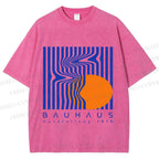 Unisex Bauhaus Geometric Printed Washed Tee