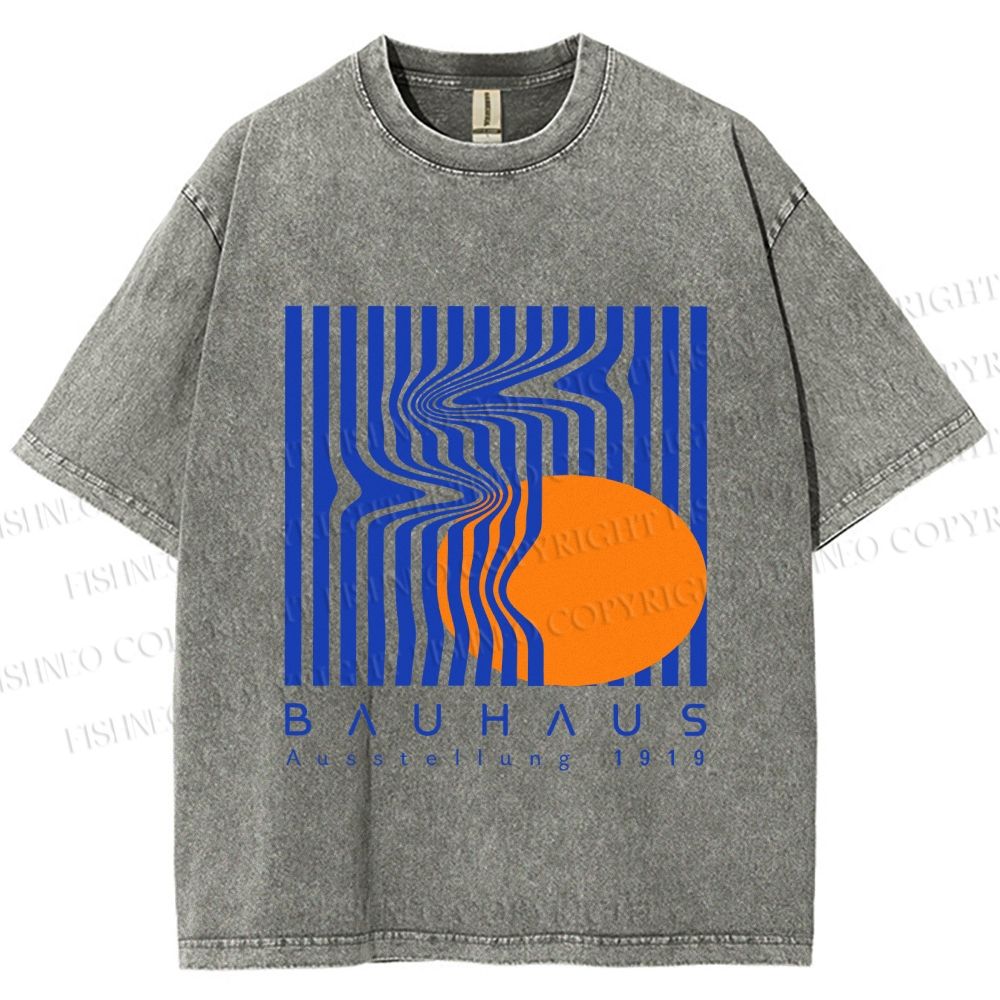 Unisex Bauhaus Geometric Printed Washed Tee