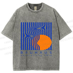 Unisex Bauhaus Geometric Printed Washed Tee