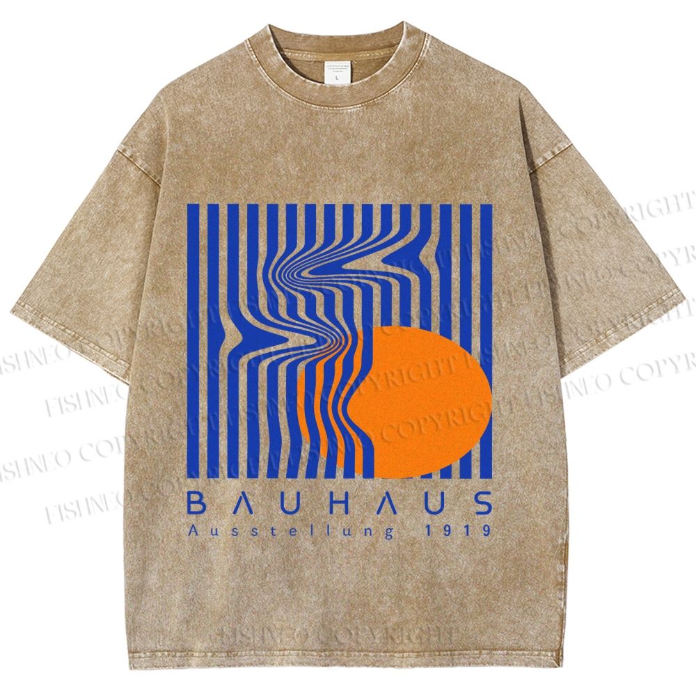 Unisex Bauhaus Geometric Printed Washed Tee