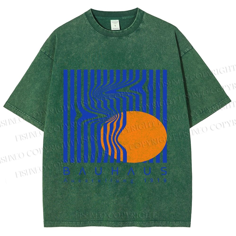 Unisex Bauhaus Geometric Printed Washed Tee
