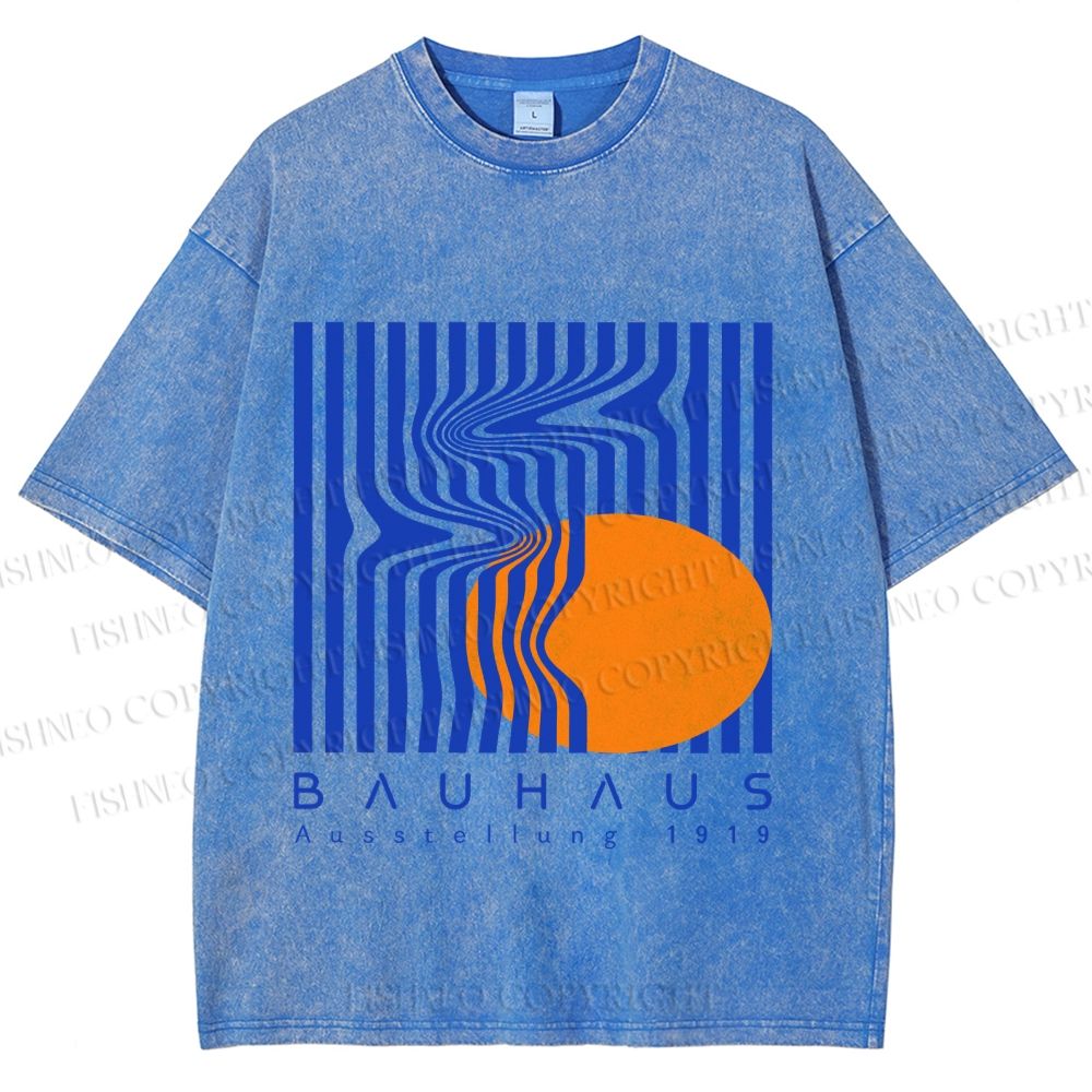 Unisex Bauhaus Geometric Printed Washed Tee