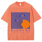 Unisex Bauhaus Geometric Printed Washed Tee