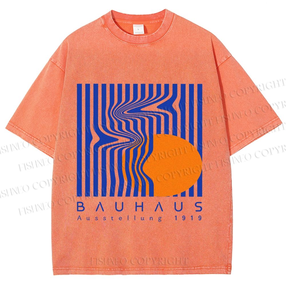 Unisex Bauhaus Geometric Printed Washed Tee