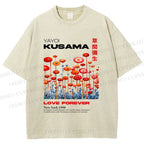 Unisex Yayoi Kusama Flower Printed Washed Tee