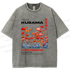 Unisex Yayoi Kusama Flower Printed Washed Tee