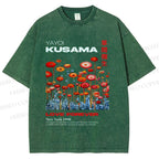 Unisex Yayoi Kusama Flower Printed Washed Tee