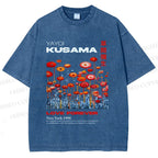Unisex Yayoi Kusama Flower Printed Washed Tee