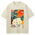 Unisex Yayoi Kusama Flower Printed Washed Tee