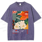 Unisex Yayoi Kusama Flower Printed Washed Tee