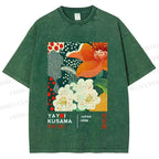 Unisex Yayoi Kusama Flower Printed Washed Tee