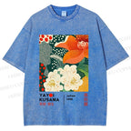 Unisex Yayoi Kusama Flower Printed Washed Tee