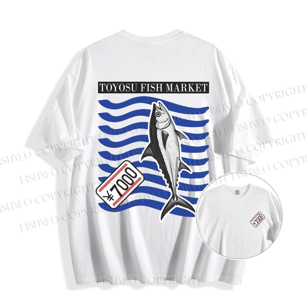 Unisex Cotton Double-sided Tokyo Fish Market Printed T-shirt