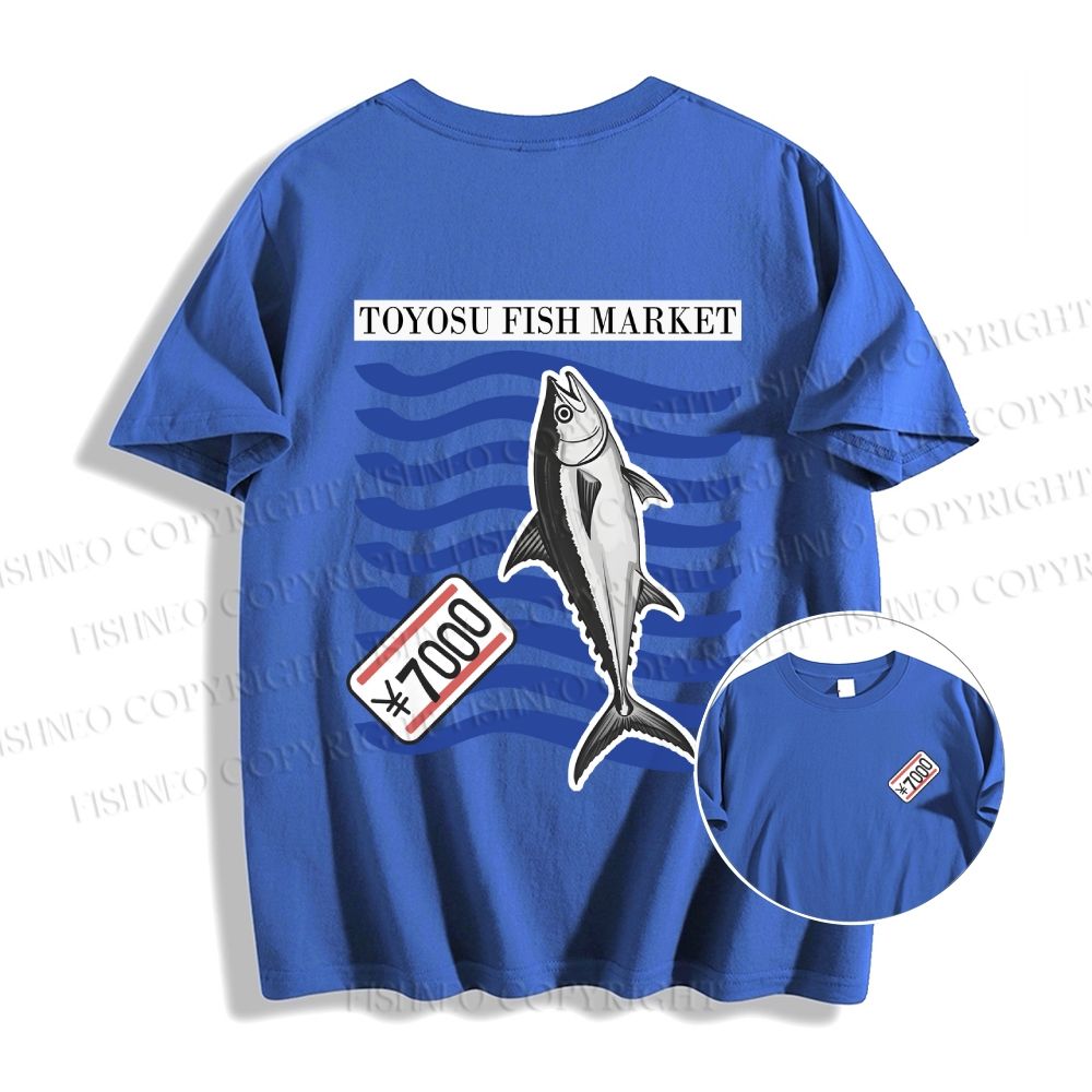 Unisex Cotton Double-sided Tokyo Fish Market Printed T-shirt