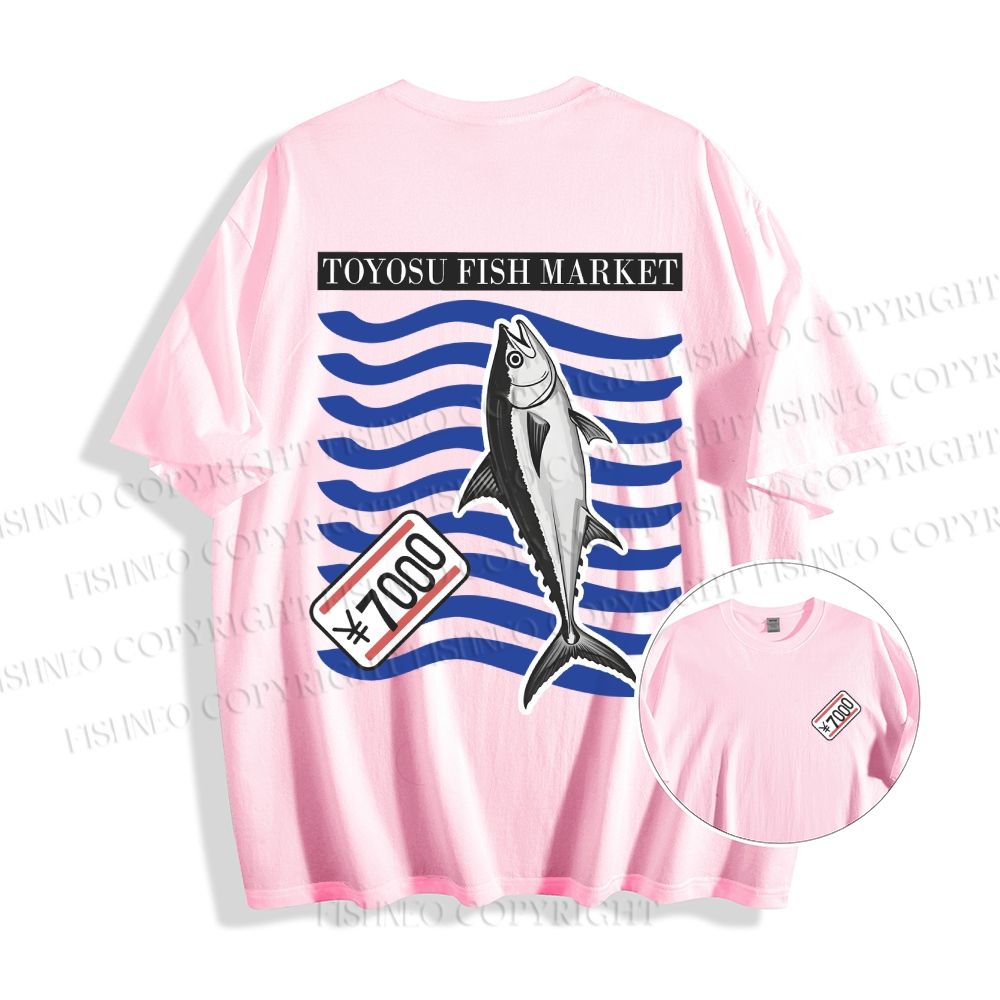 Unisex Cotton Double-sided Tokyo Fish Market Printed T-shirt