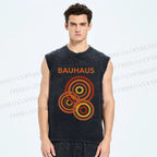 Unisex Bauhaus Circles Design Printed Washed Tank Top