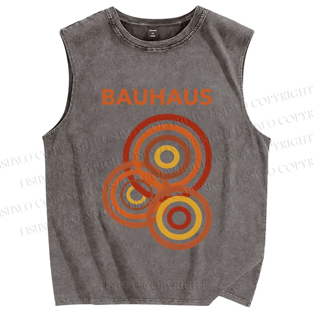 Unisex Bauhaus Circles Design Printed Washed Tank Top