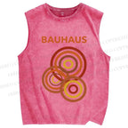 Unisex Bauhaus Circles Design Printed Washed Tank Top