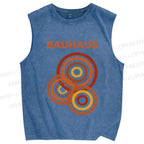 Unisex Bauhaus Circles Design Printed Washed Tank Top
