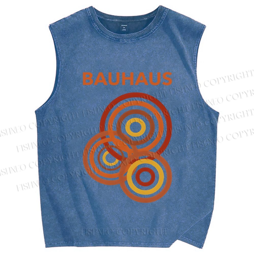 Unisex Bauhaus Circles Design Printed Washed Tank Top