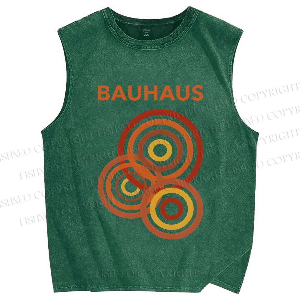 Unisex Bauhaus Circles Design Printed Washed Tank Top