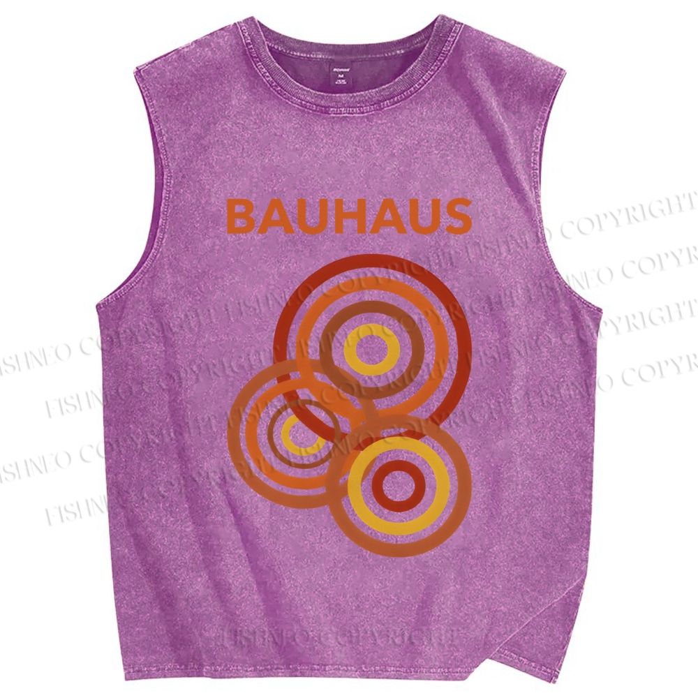 Unisex Bauhaus Circles Design Printed Washed Tank Top
