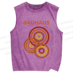 Unisex Bauhaus Circles Design Printed Washed Tank Top