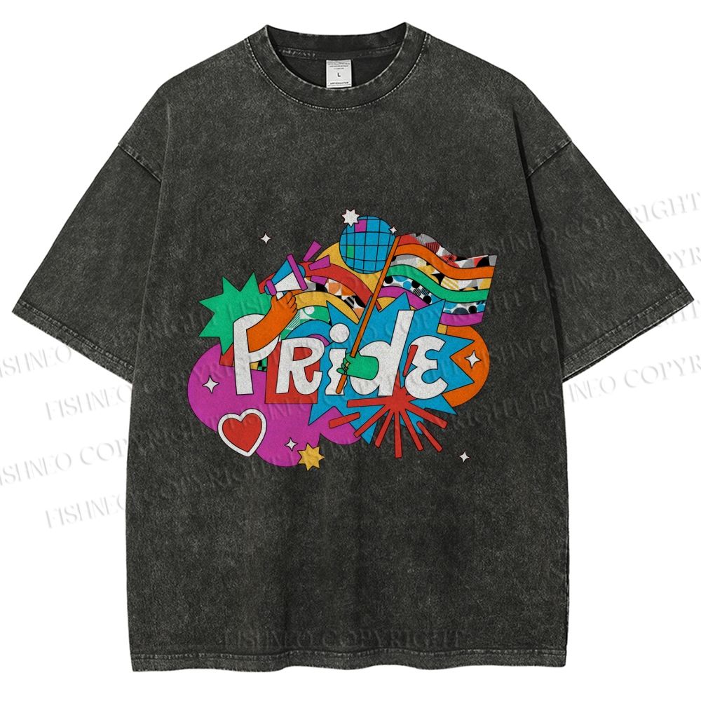 Unisex Pride Graffiti Printed Washed Tee