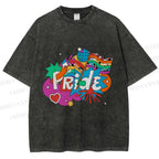 Unisex Pride Graffiti Printed Washed Tee