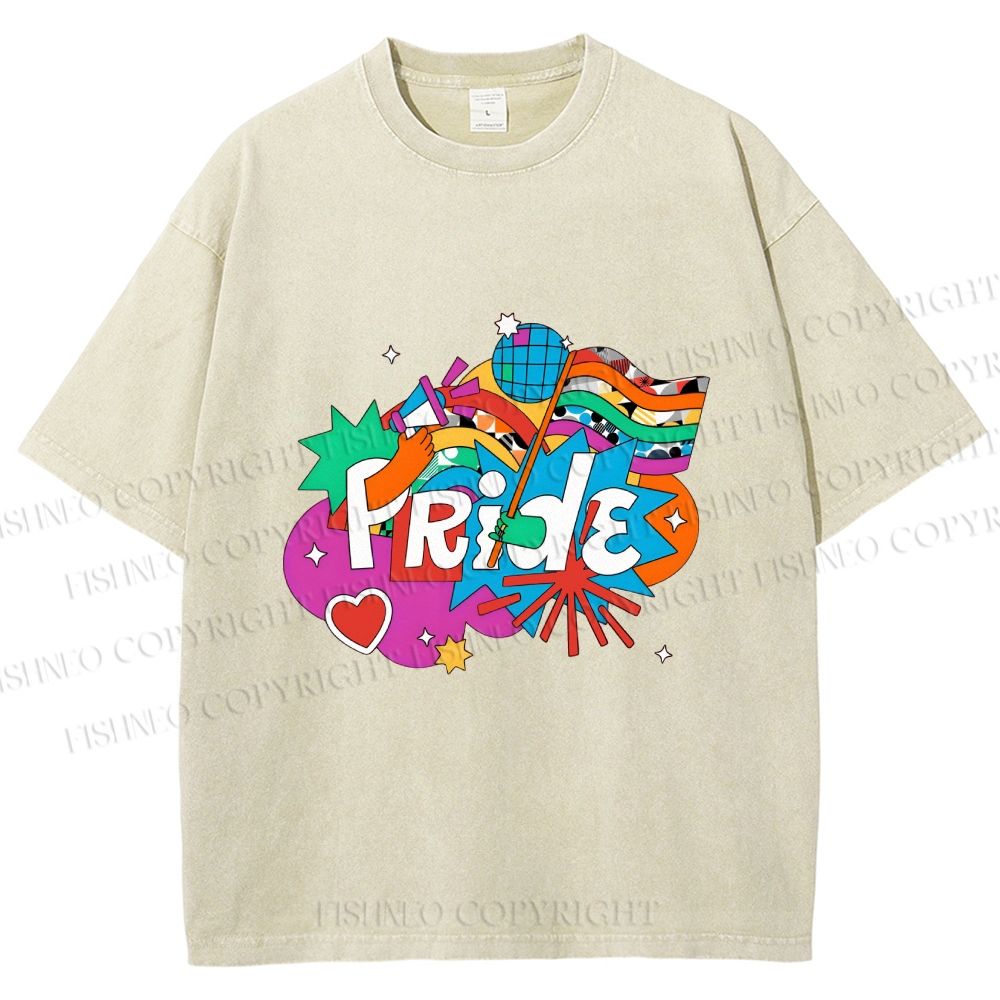 Unisex Pride Graffiti Printed Washed Tee