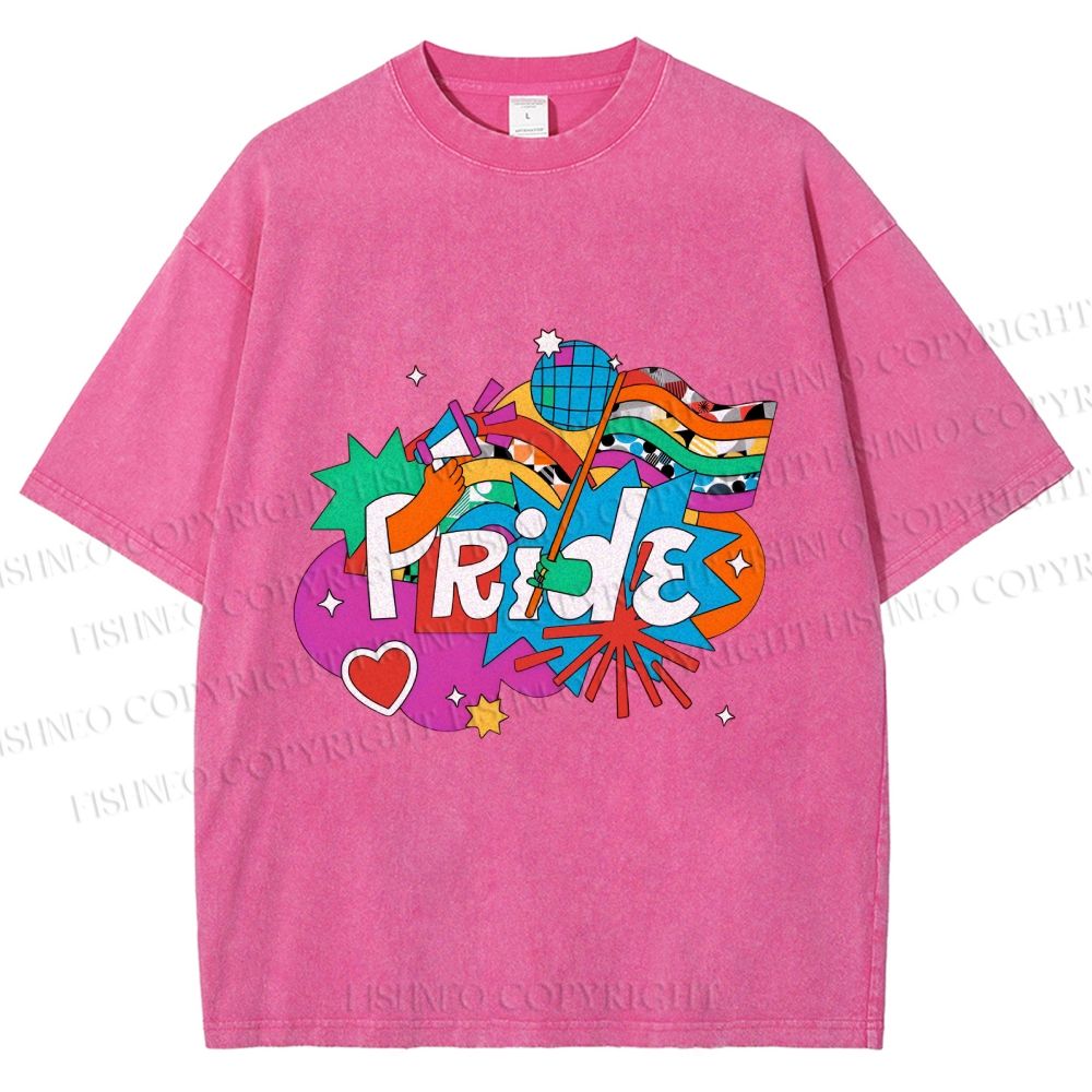 Unisex Pride Graffiti Printed Washed Tee