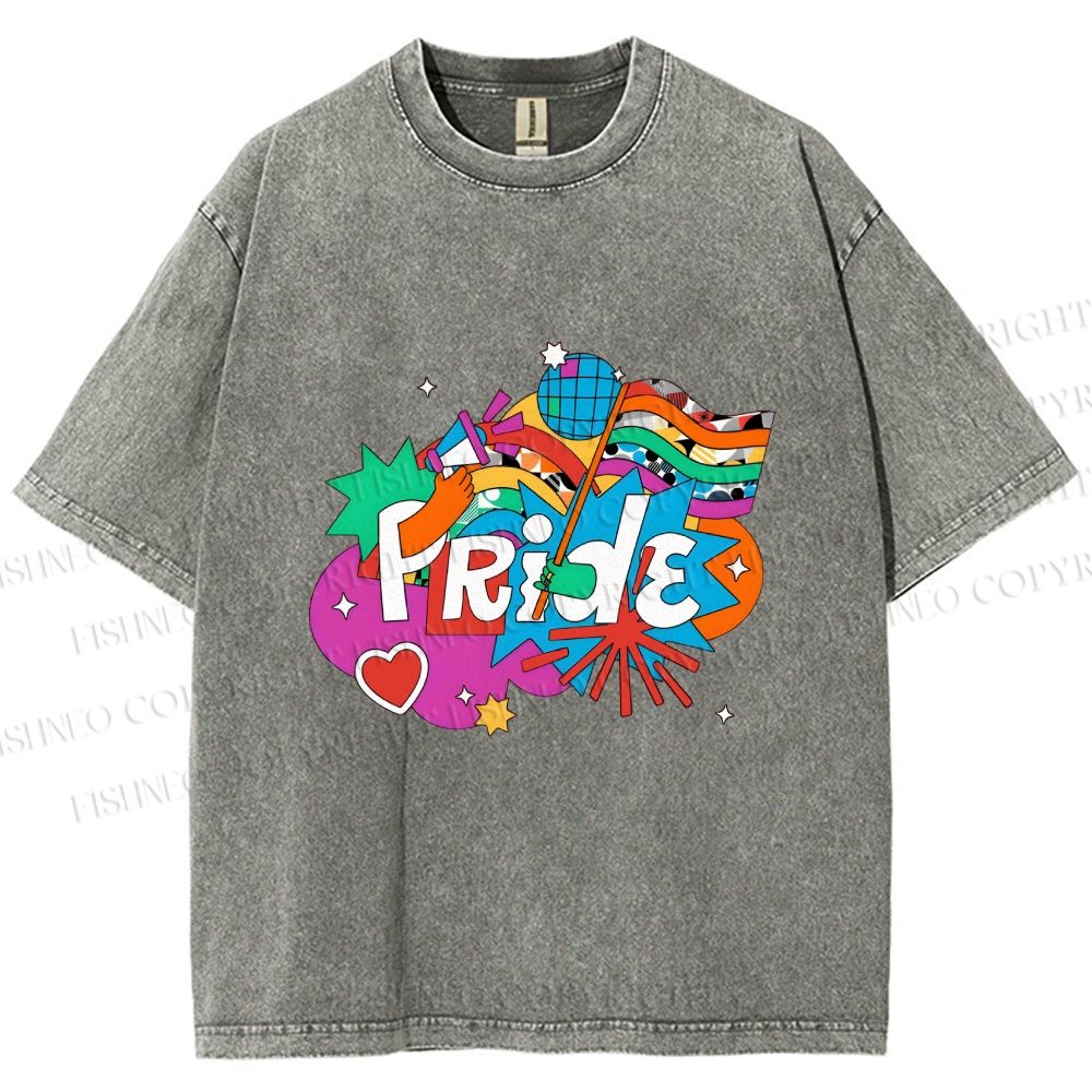 Unisex Pride Graffiti Printed Washed Tee