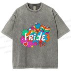 Unisex Pride Graffiti Printed Washed Tee