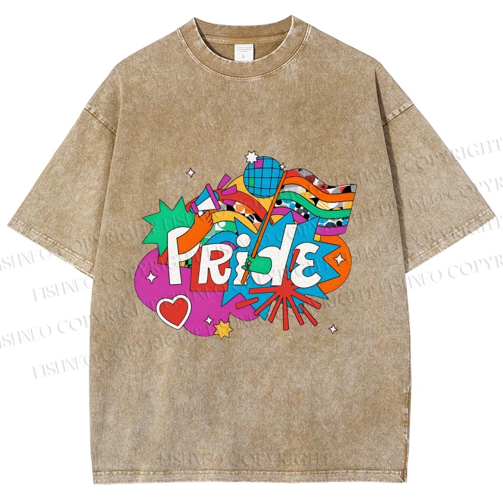 Unisex Pride Graffiti Printed Washed Tee