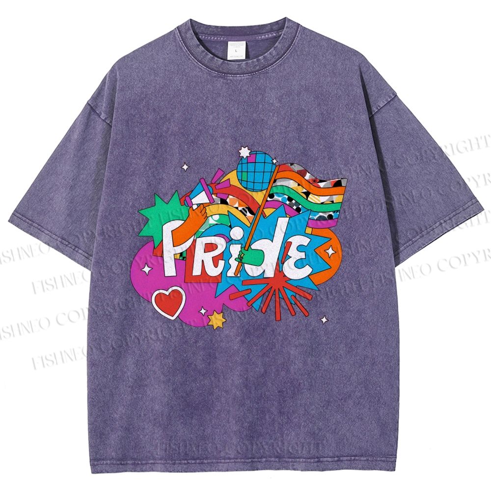 Unisex Pride Graffiti Printed Washed Tee