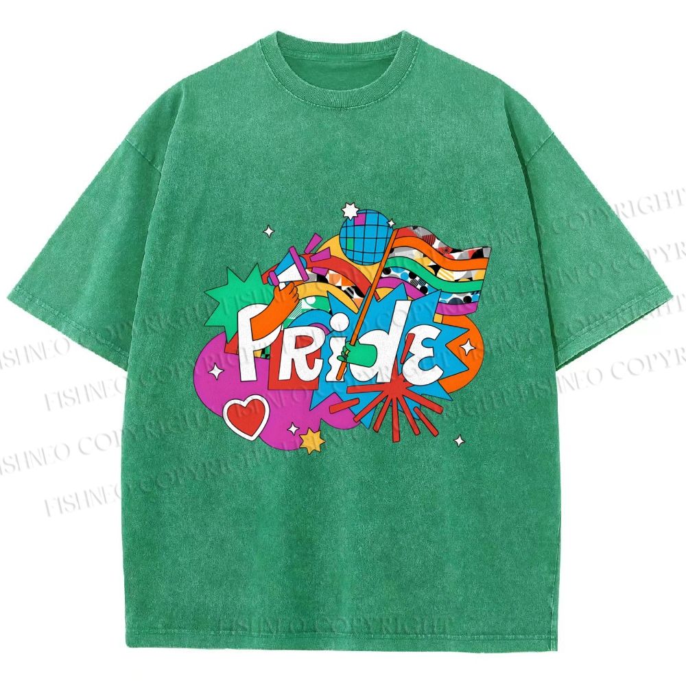 Unisex Pride Graffiti Printed Washed Tee