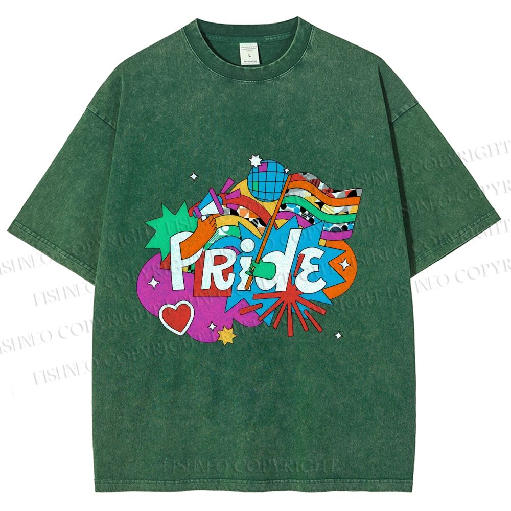 Unisex Pride Graffiti Printed Washed Tee