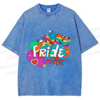 Unisex Pride Graffiti Printed Washed Tee