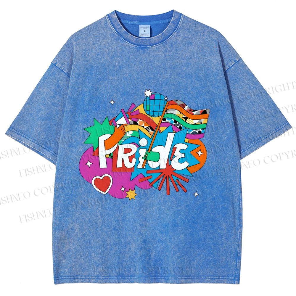 Unisex Pride Graffiti Printed Washed Tee