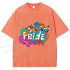 Unisex Pride Graffiti Printed Washed Tee