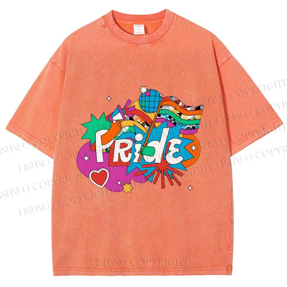 Unisex Pride Graffiti Printed Washed Tee