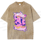 Unisex Rabbits in Wolf Printed Washed Tee