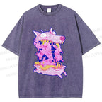 Unisex Rabbits in Wolf Printed Washed Tee