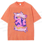 Unisex Rabbits in Wolf Printed Washed Tee