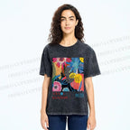 Unisex Yayoi Kusama Flower Printed Washed Tee