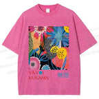 Unisex Yayoi Kusama Flower Printed Washed Tee