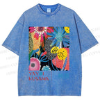 Unisex Yayoi Kusama Flower Printed Washed Tee